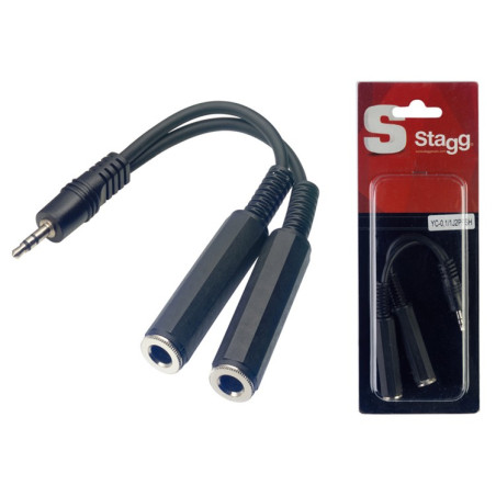 Cavo adattatore 0,1m 2xJack 6,3 F MO/Jack 3,5 M ST