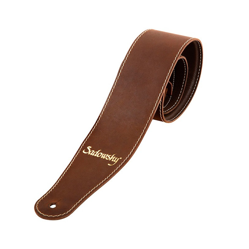 Tracolla 3,5 in pelle marrone logo gold