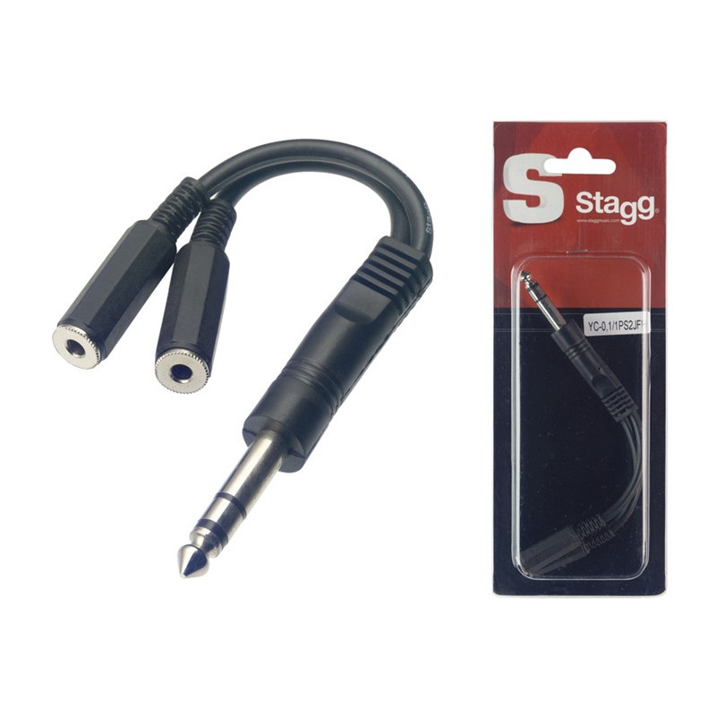 Cavo adattatore 0,1m 2xJack 3,5 F MO/Jack 6,3 M ST